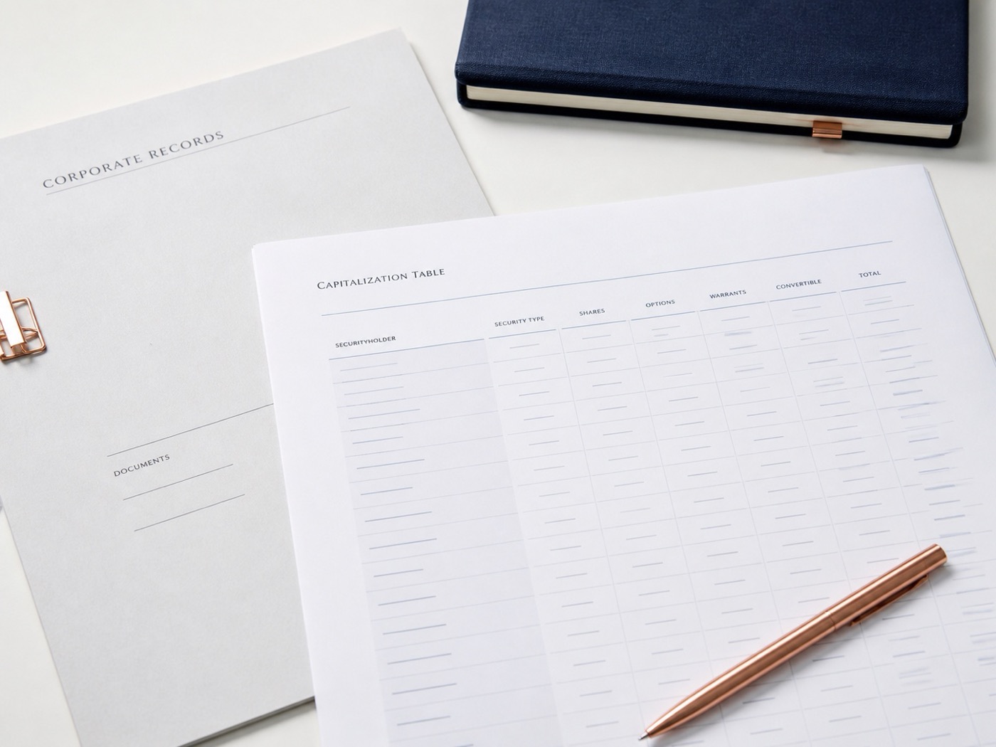 Generic capitalization and corporate-record worksheets with no client information